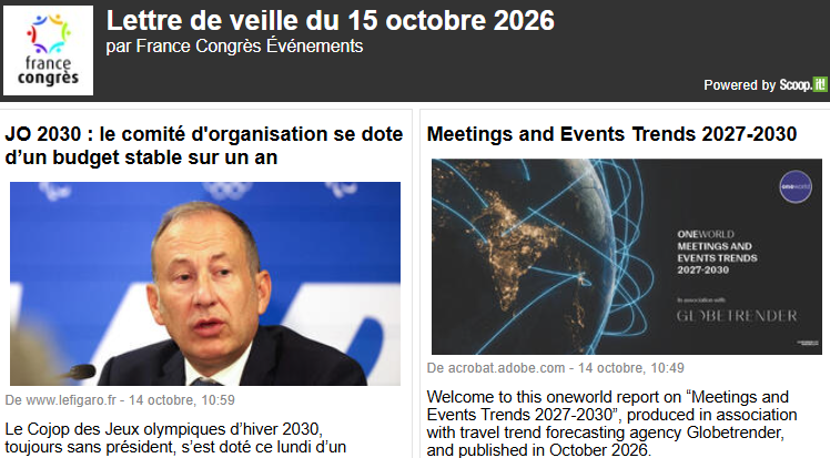 La lettre de veille du 15 octobre 2026